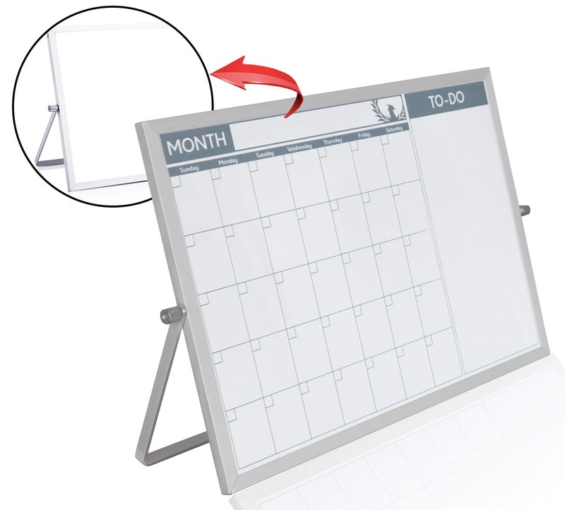 Phoenix Planner Small Double Sided White Board Calendar - Mini Portable Desktop Dry Erase Board with Stand & Small Monthly Calendar Whiteboard Planner with Reversible to Do List - 10" x 14" - Desk, Office, and Home - Image 1